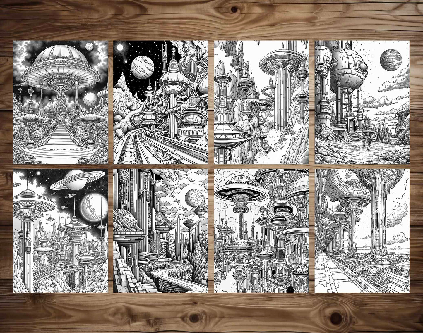 100 Outer Space Base Coloring Pages - Instant Download - Printable