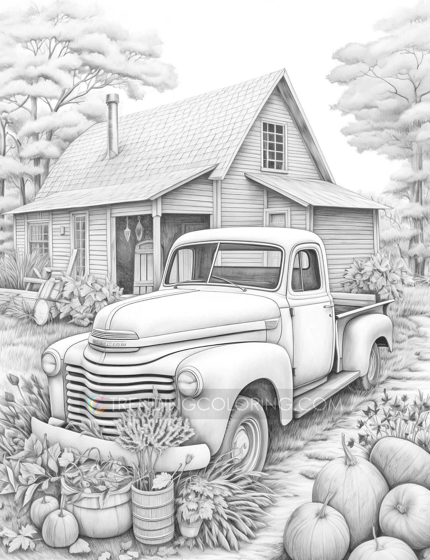 101 Autumn Theme Special Collection Grayscale Coloring Pages - Instant Download - Printable – preview 11