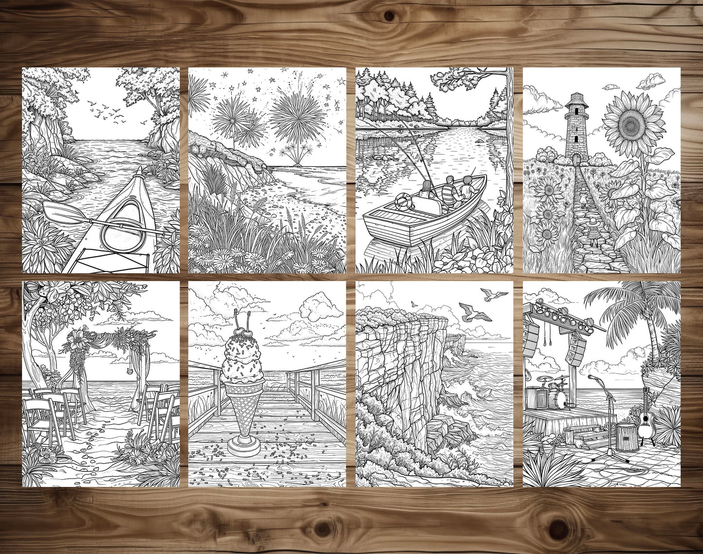 101 Chill Vibes Summer Relaxation Coloring Pages - Instant Download - Printable PDF – preview 10