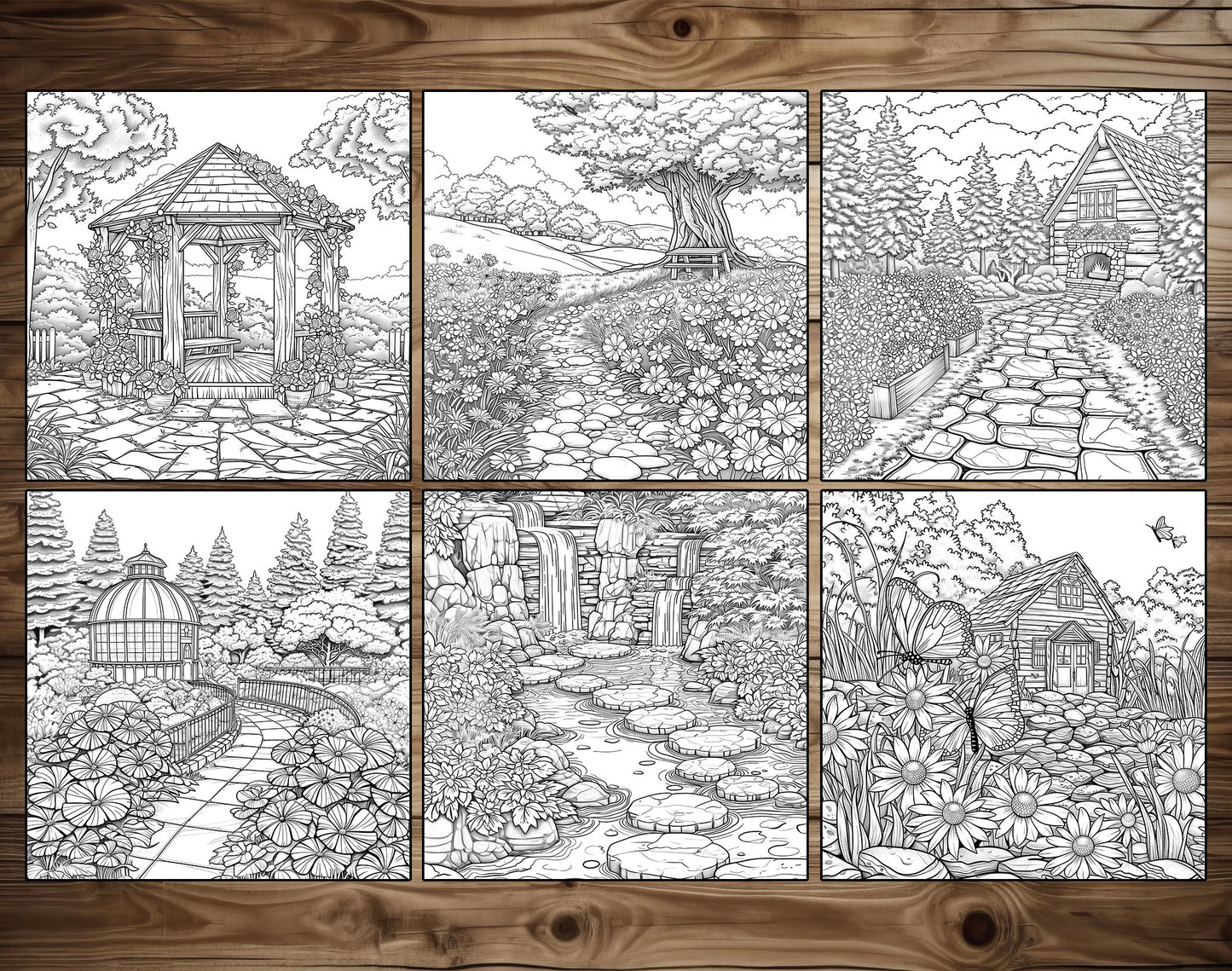 101 Relaxing Garden Coloring Pages - Instant Download - Printable – preview 10