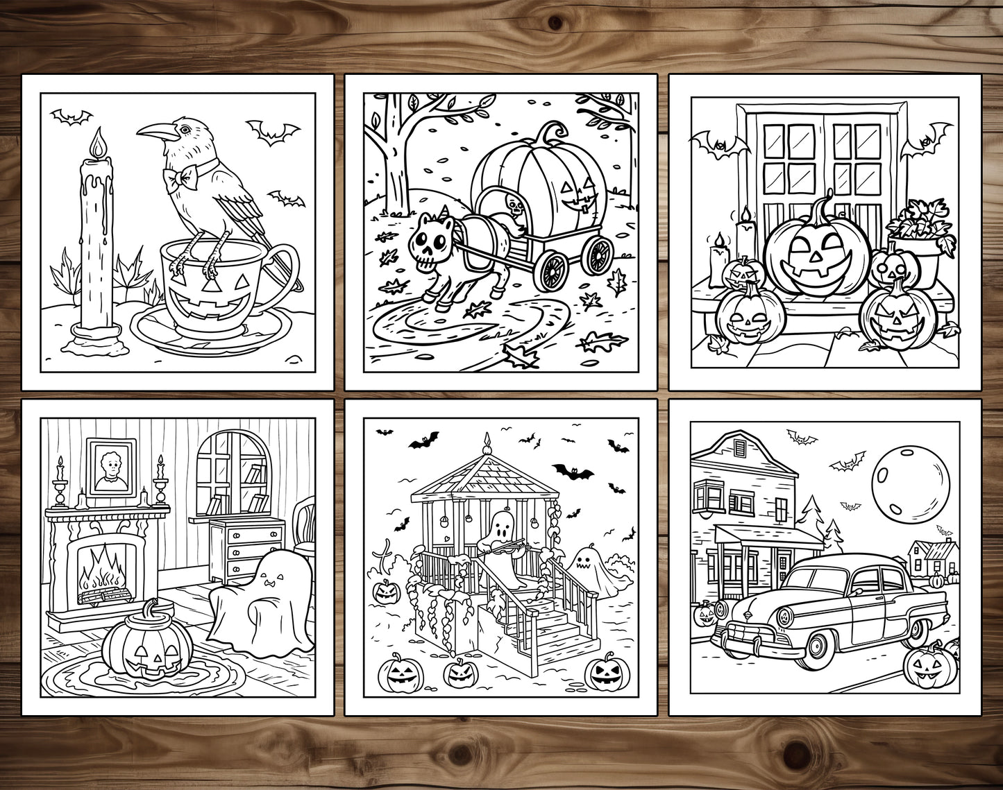101 Old Fashioned Halloween Cute & Comfy Coloring Pages - Instant Download - Printable PDF