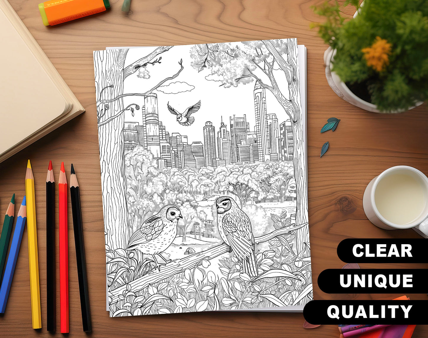 101 Urban Safari Coloring Pages - Instant Download - Printable