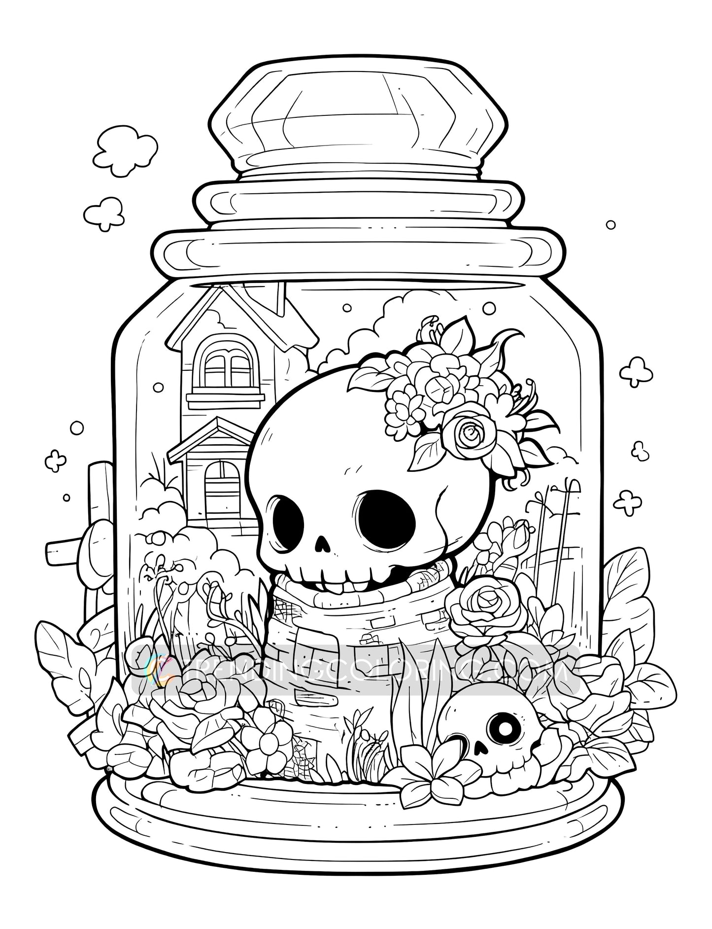 101 Kawaii Halloween in Jar Coloring Pages - Instant Download - Printable