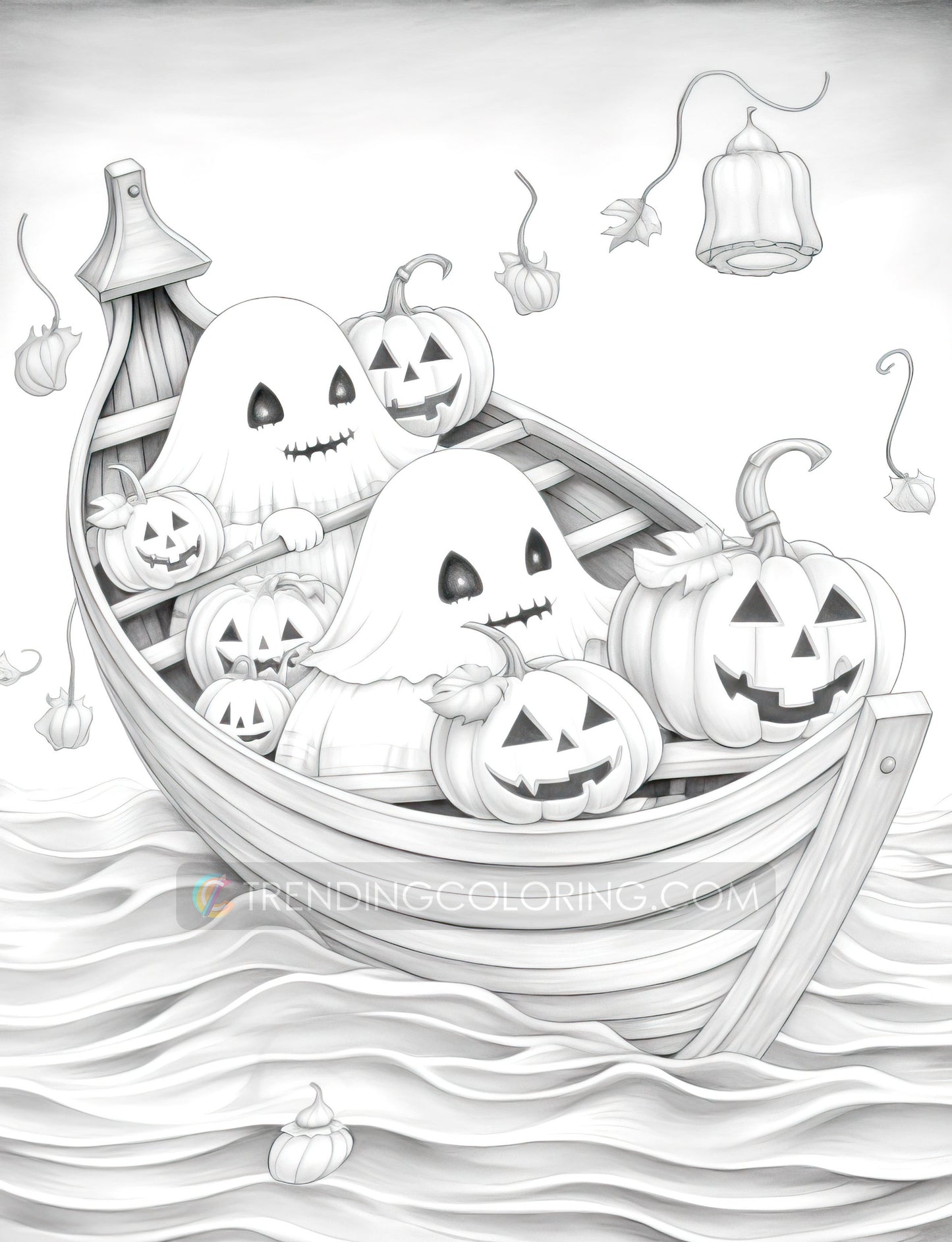 25 Halloween Little Ghost Grayscale Coloring Pages - Instant Download - Printable Dark/Light