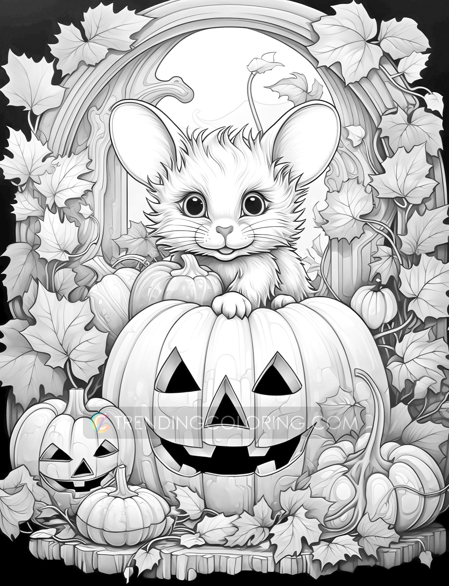 Autumn Animal Grayscale Coloring Page