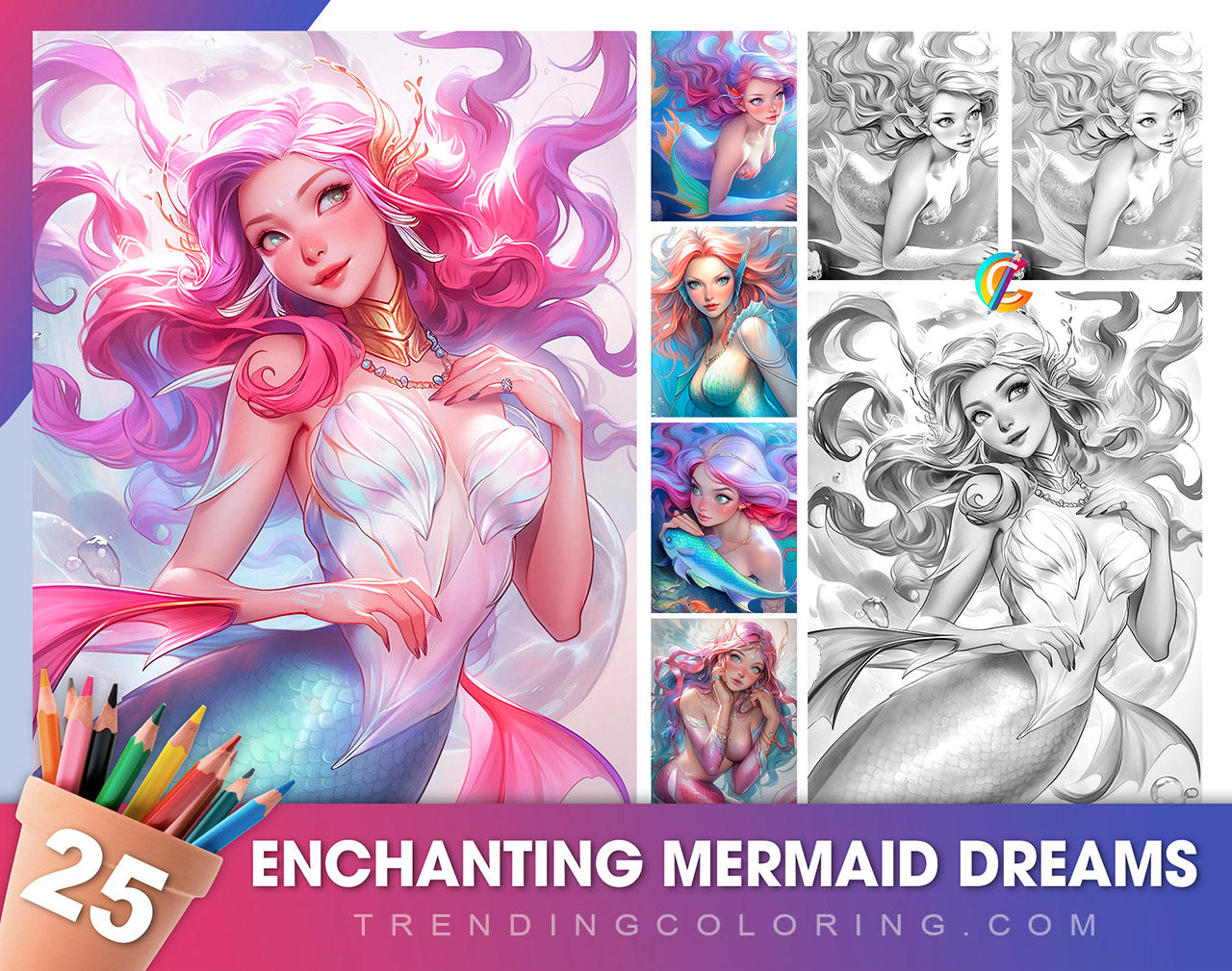 Enchanting Mermaid Dreams Coloring Pages Cover