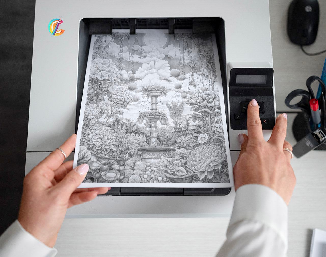 25 Sky Gardens Coloring Pages - Grayscale, Printable PDF