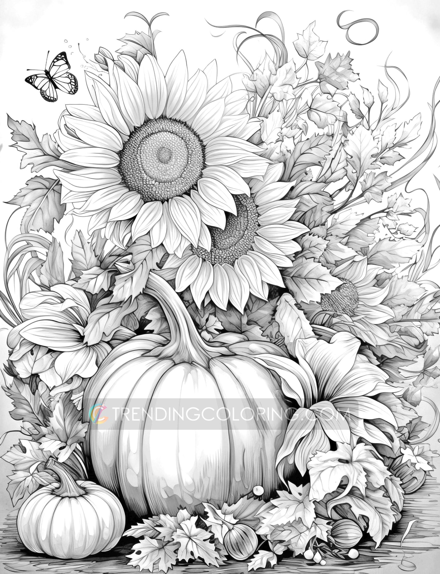 25 Autumn Vibe Grayscale Coloring Pages - Instant Download - Printable PDF Dark/Light – preview 11