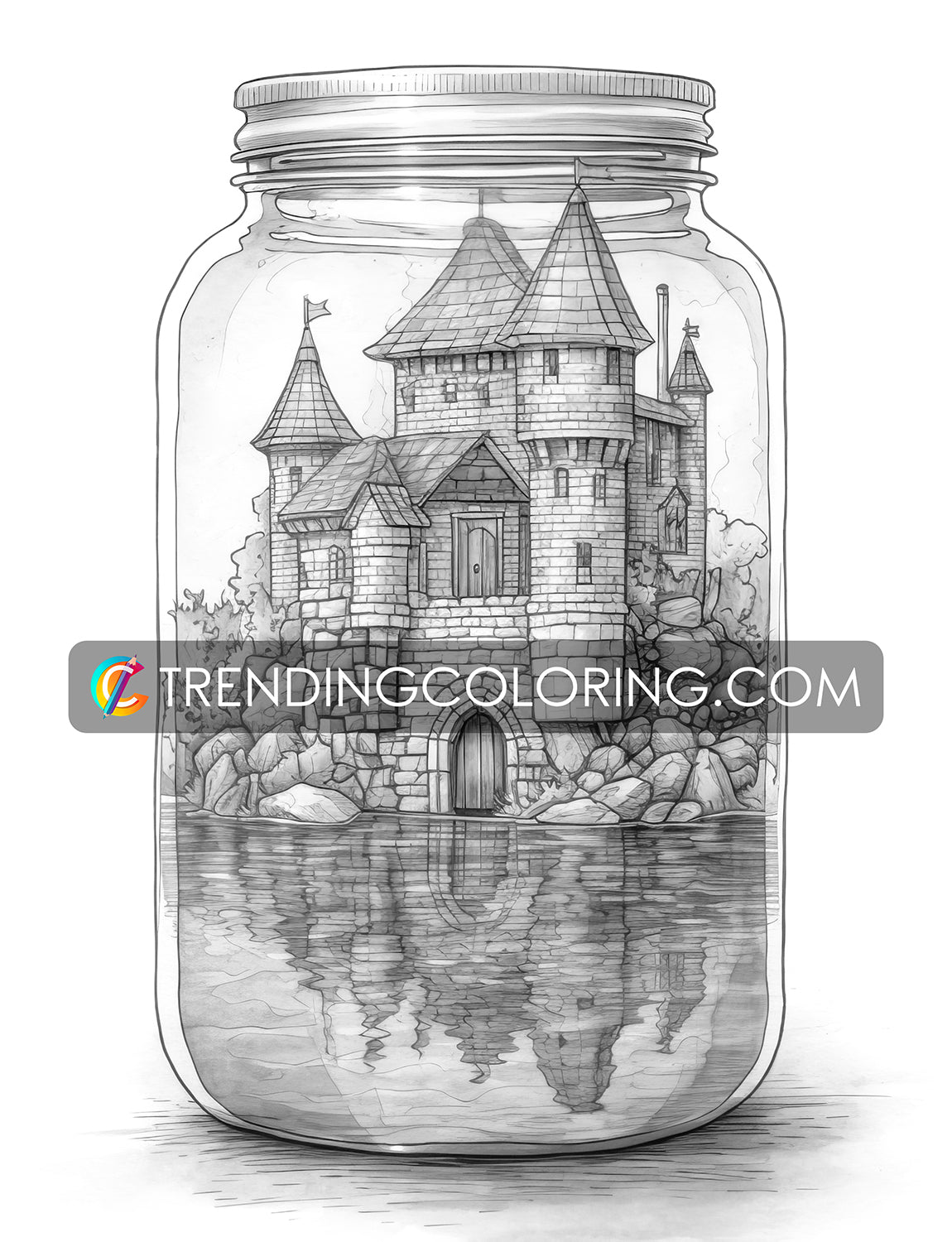 25 Peaceful Life In Jar Grayscale Coloring Pages - Instant Download - Printable PDF Dark/Light – preview 11
