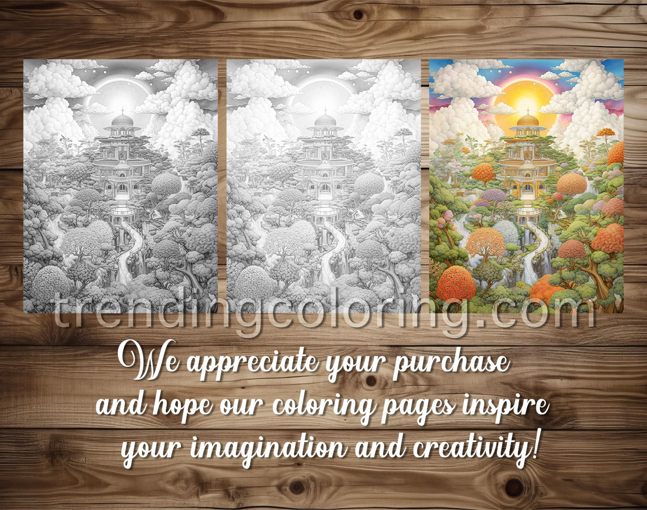 25 Sky Gardens Coloring Pages - Grayscale, Printable PDF – preview 5