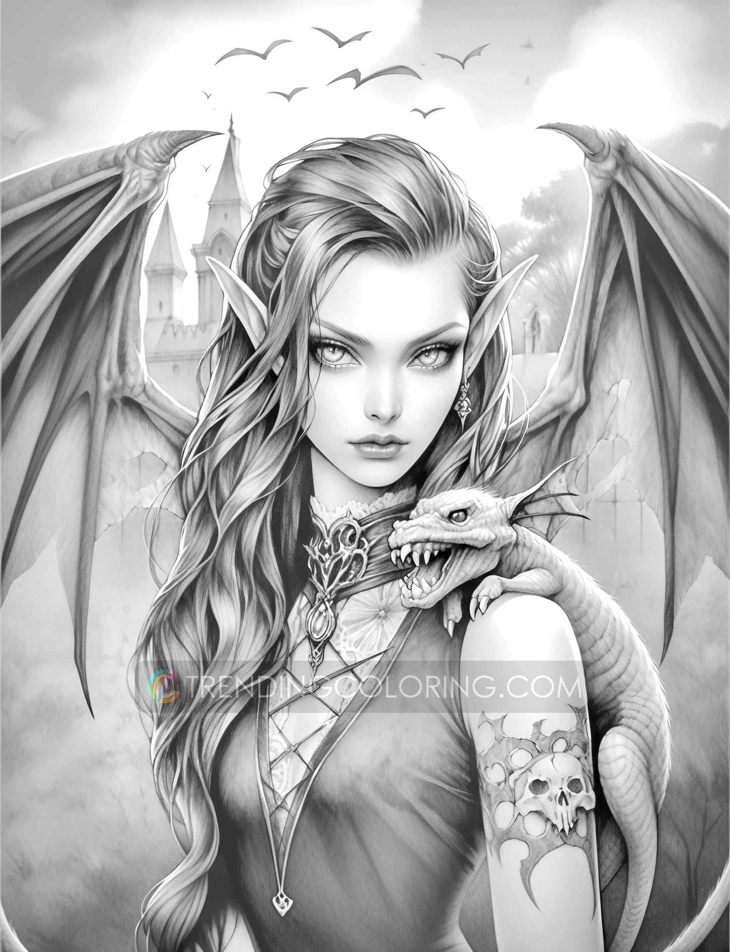 25 Vampire Beauties Grayscale Coloring Pages - Halloween Coloring - Instant Download - Printable PDF Dark/Light