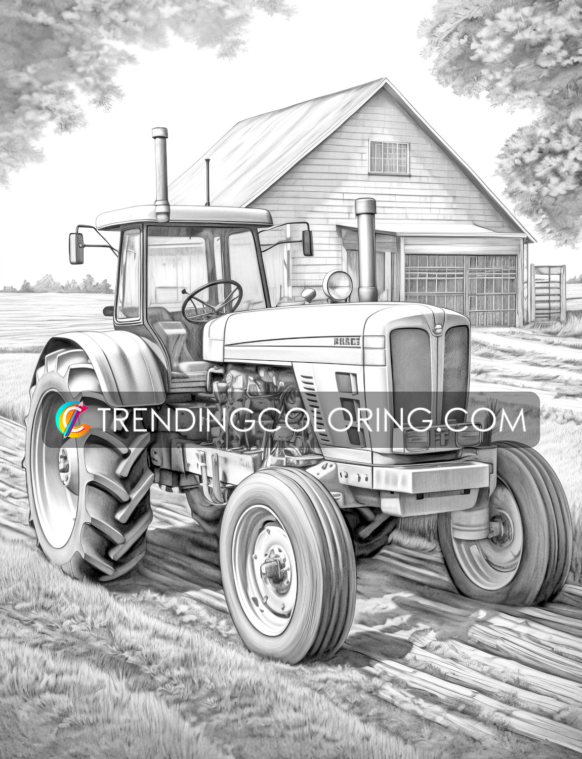 30 Country Farm Grayscale Coloring Pages - Instant Download - Printable PDF