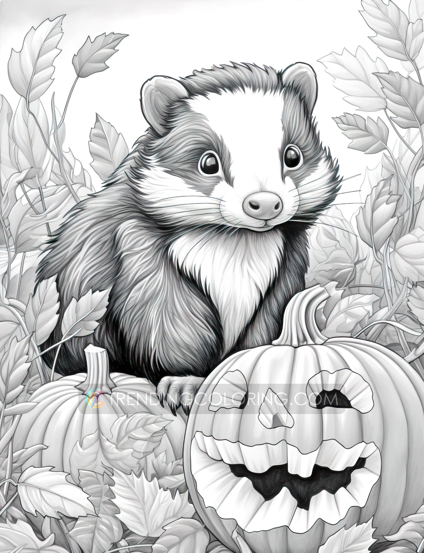 25 Autumn Animal Grayscale Coloring Pages  - Instant Download - Printable Dark/Light
