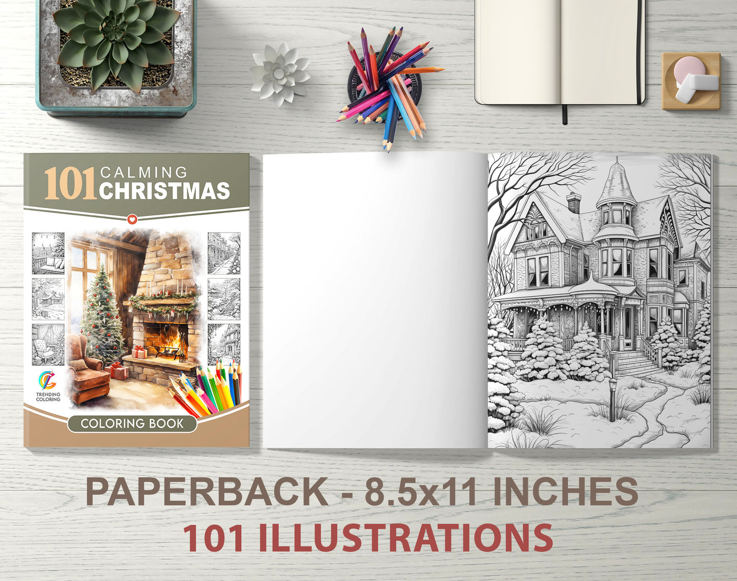 101 Claming Christmas Coloring Book - 8.5x11 inch Paperpack