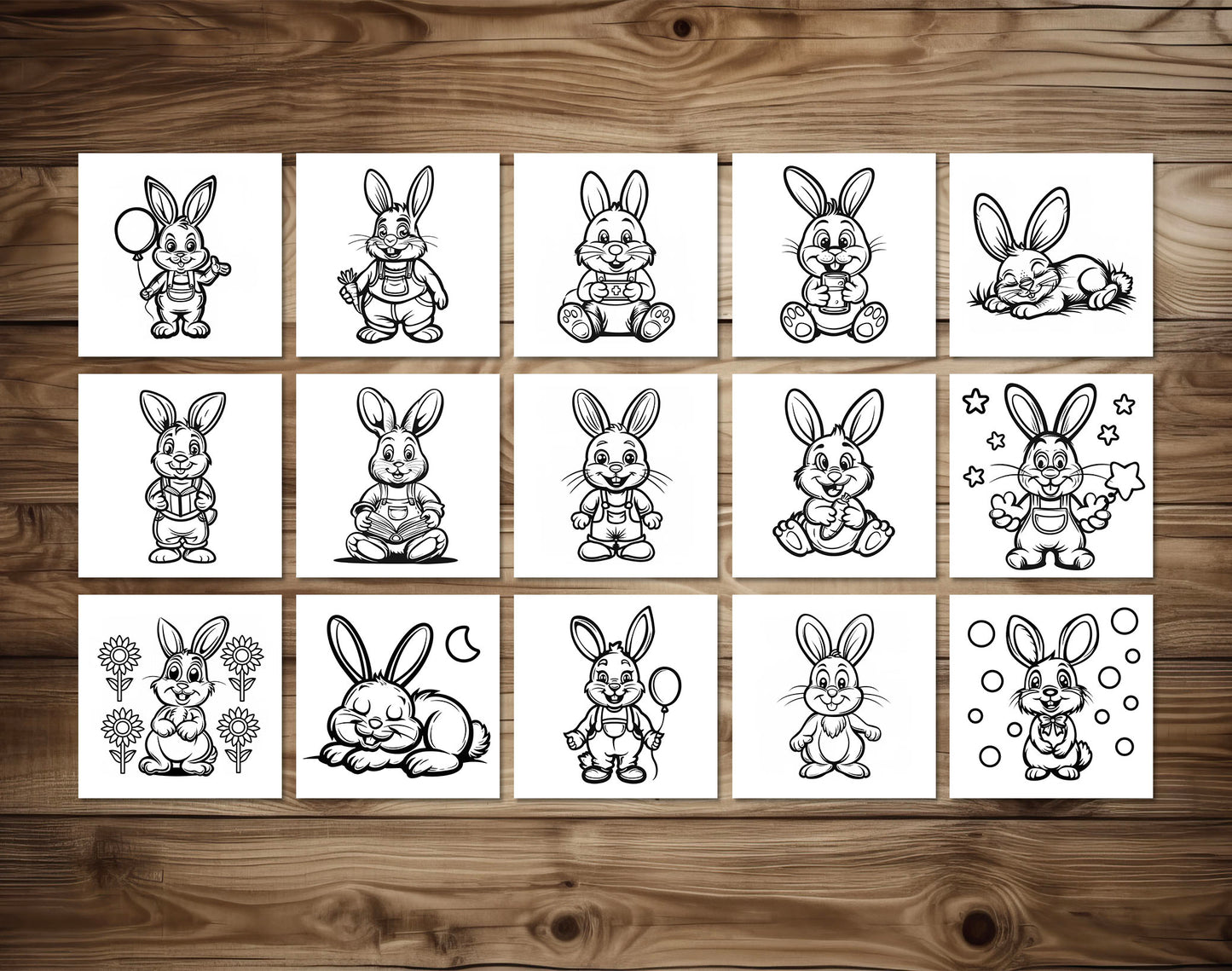 40 Cute Cartoon Bunny - Simple Coloring Pages - Instant Download - Printable PDF