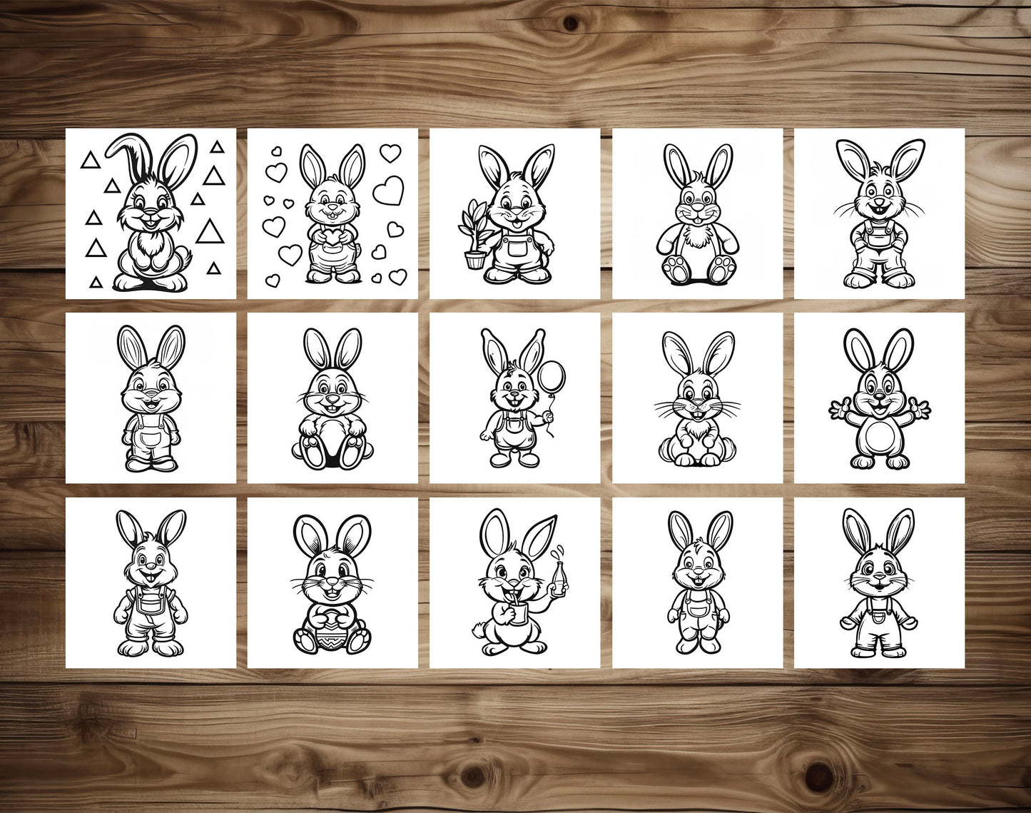 40 Cute Cartoon Bunny - Simple Coloring Pages - Instant Download - Printable PDF