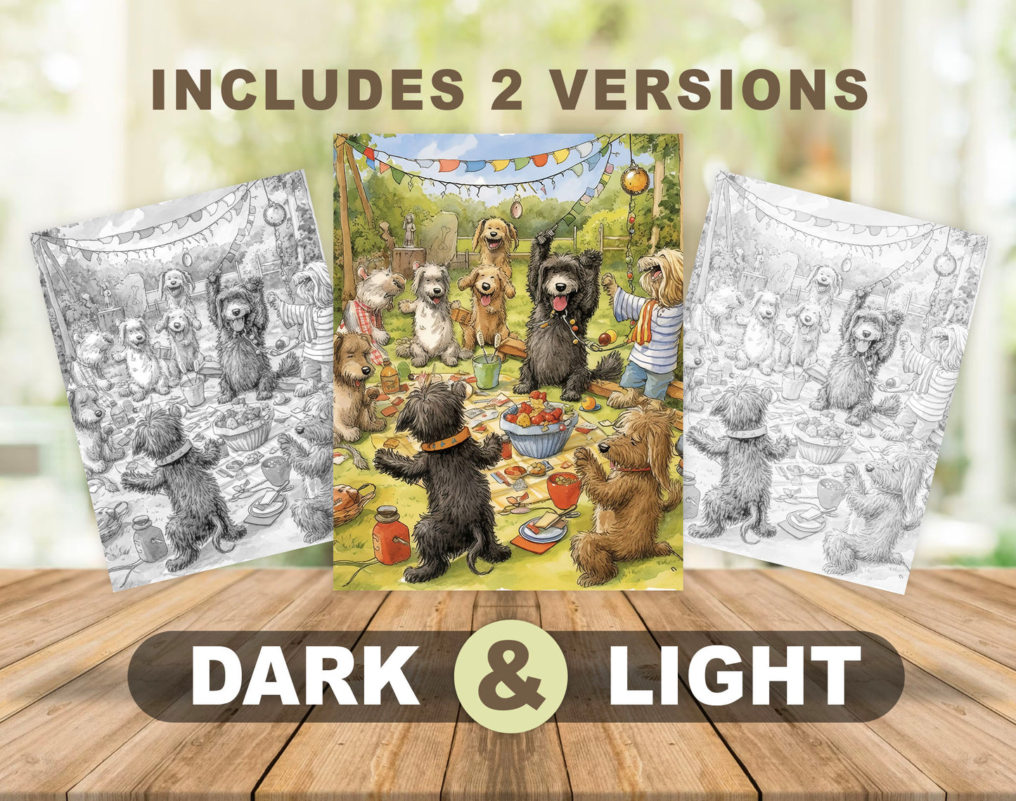 50 Daily Life Of Dog Grayscale Coloring Pages - Instant Download - Printable PDF Dark/Light