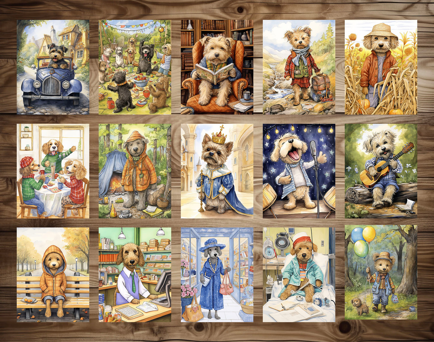 50 Daily Life Of Dog Grayscale Coloring Pages - Instant Download - Printable PDF Dark/Light