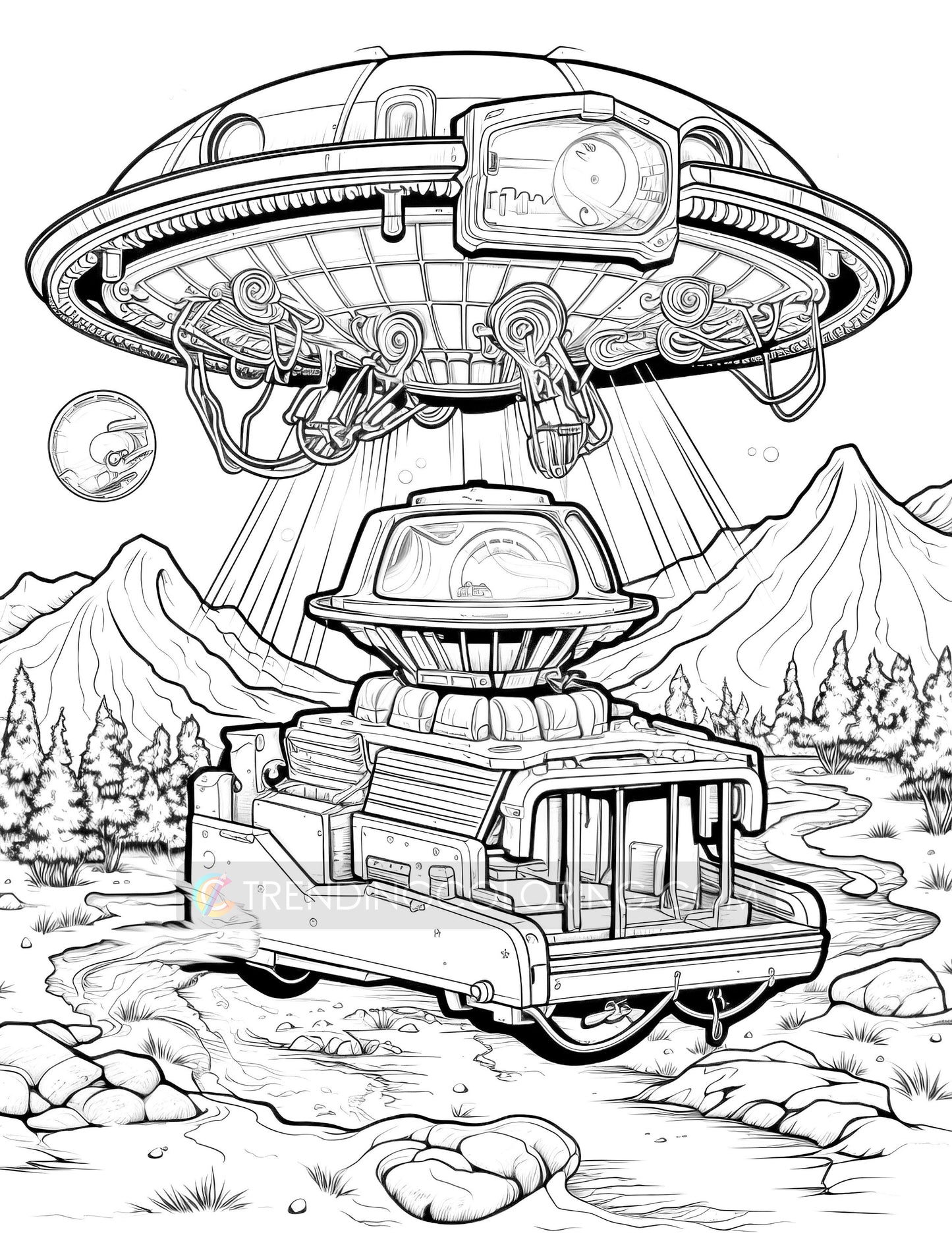 50 Astronaut's Adventure Coloring Pages - Instant Download - Printable PDF – preview 9
