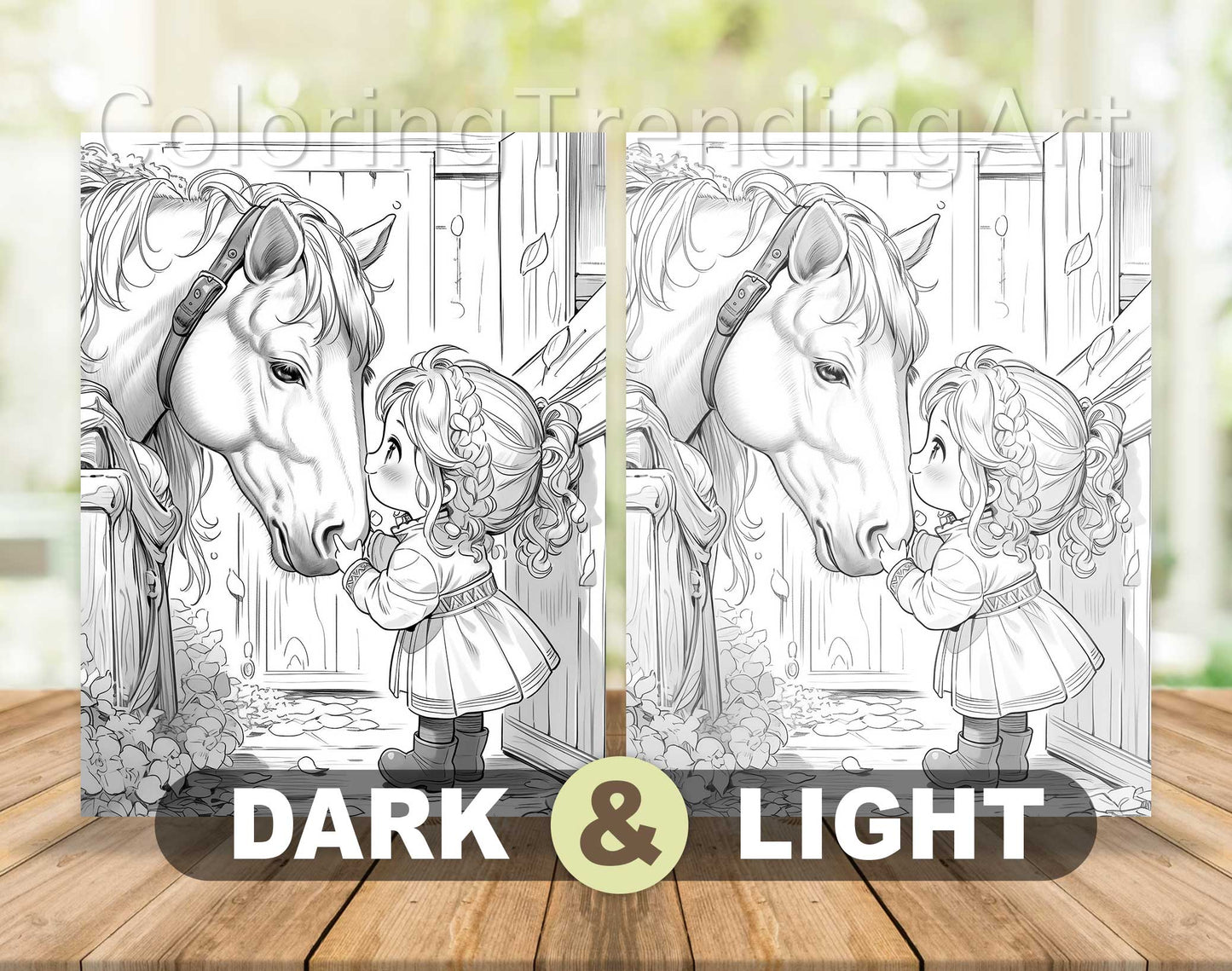 50 Autumn Gnome Girl Grayscale Coloring Pages - Instant Download - Printable PDF Dark/Light – preview 7