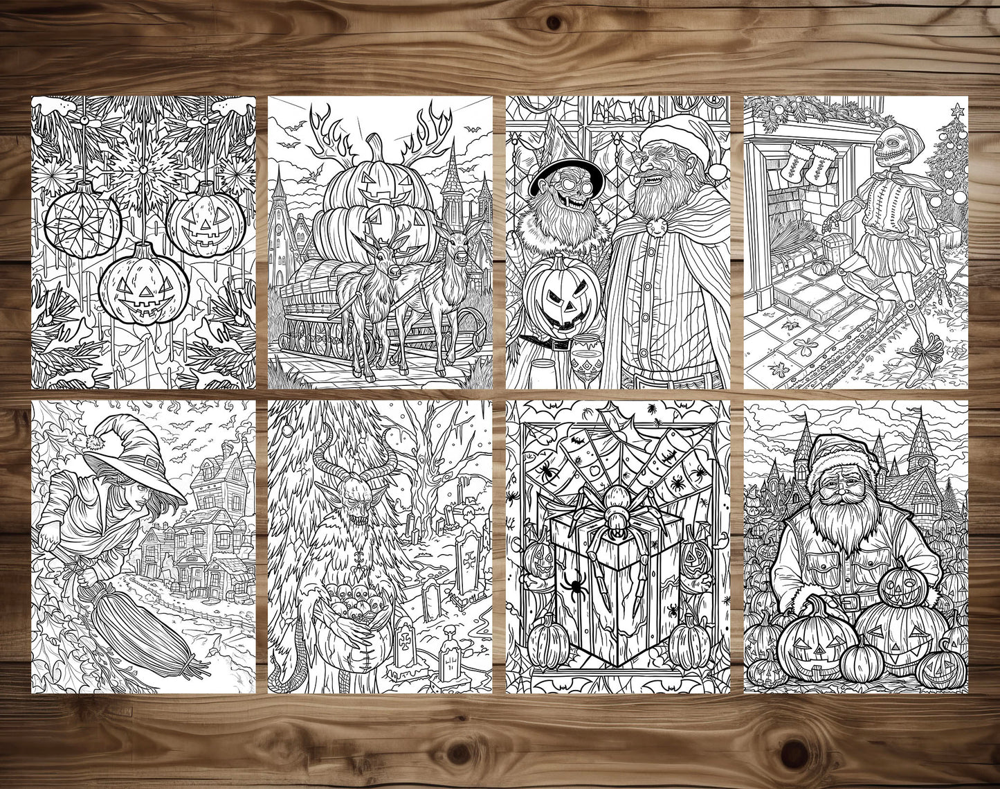50 Halloween X Christmas Coloring Pages - Instant Download - Printable PDF – preview 8