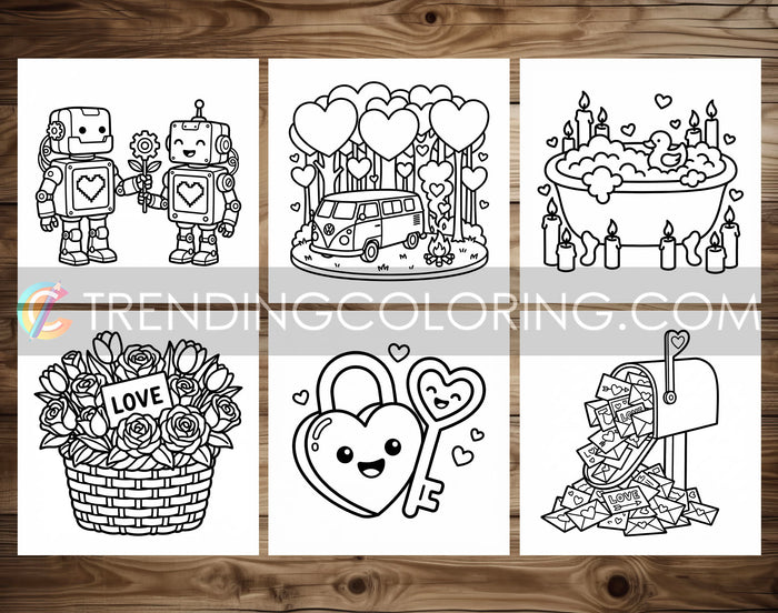 50 Love Vibes Cute and Simple Coloring Pages - PDF Download