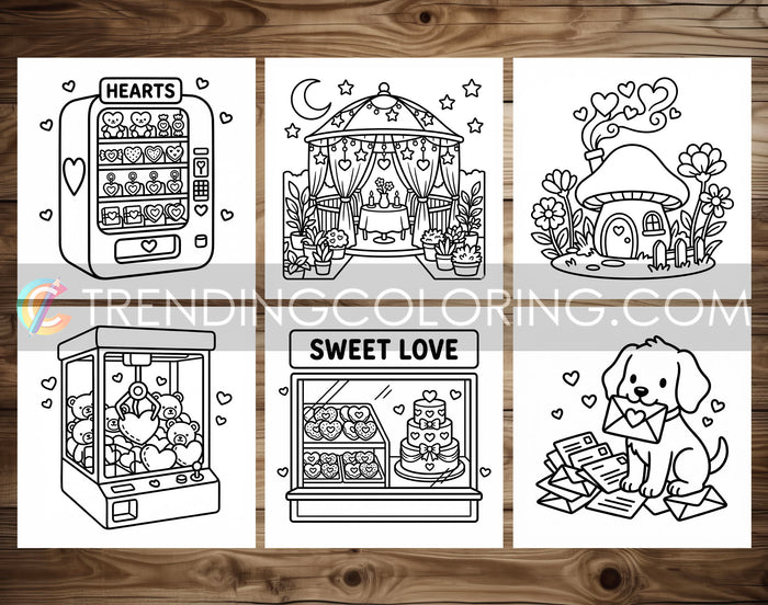 50 Love Vibes Cute and Simple Coloring Pages - PDF Download