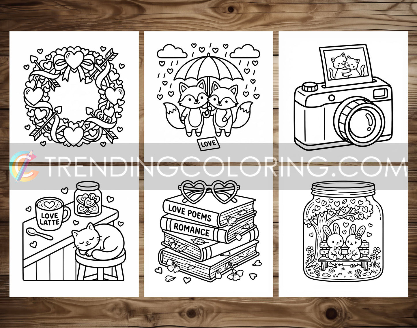 50 Love Vibes Cute and Simple Coloring Pages - PDF Download – preview 8
