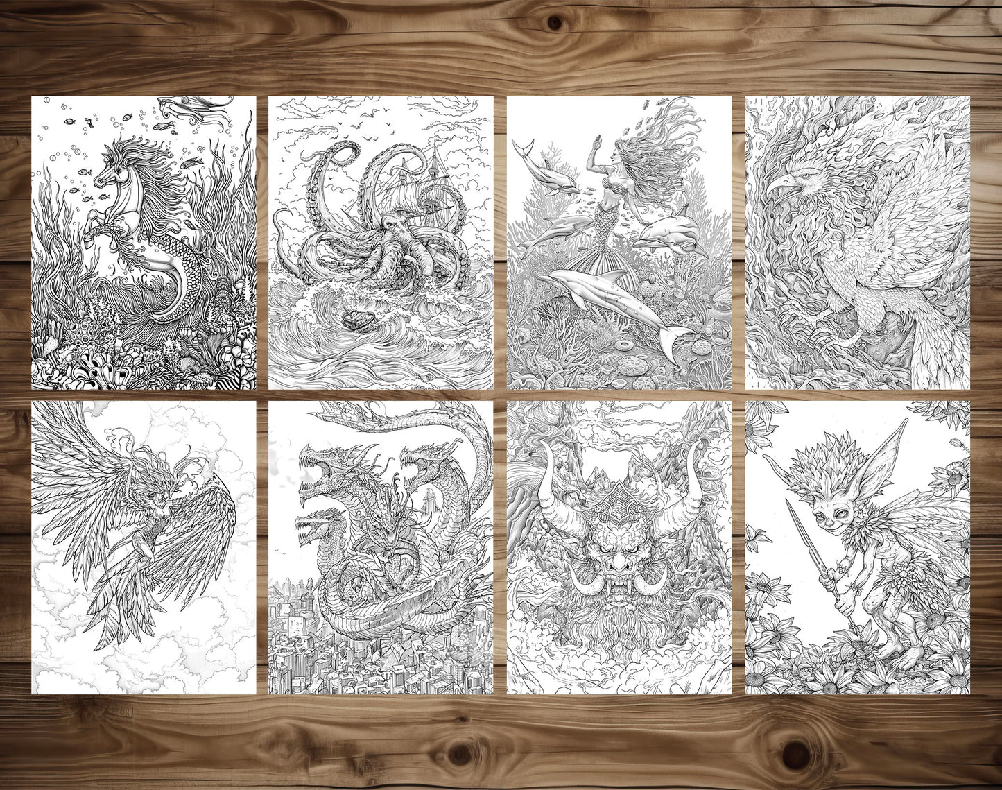 50 Mythical Creatures Coloring Pages - Instant Download - Printable PDF – preview 5