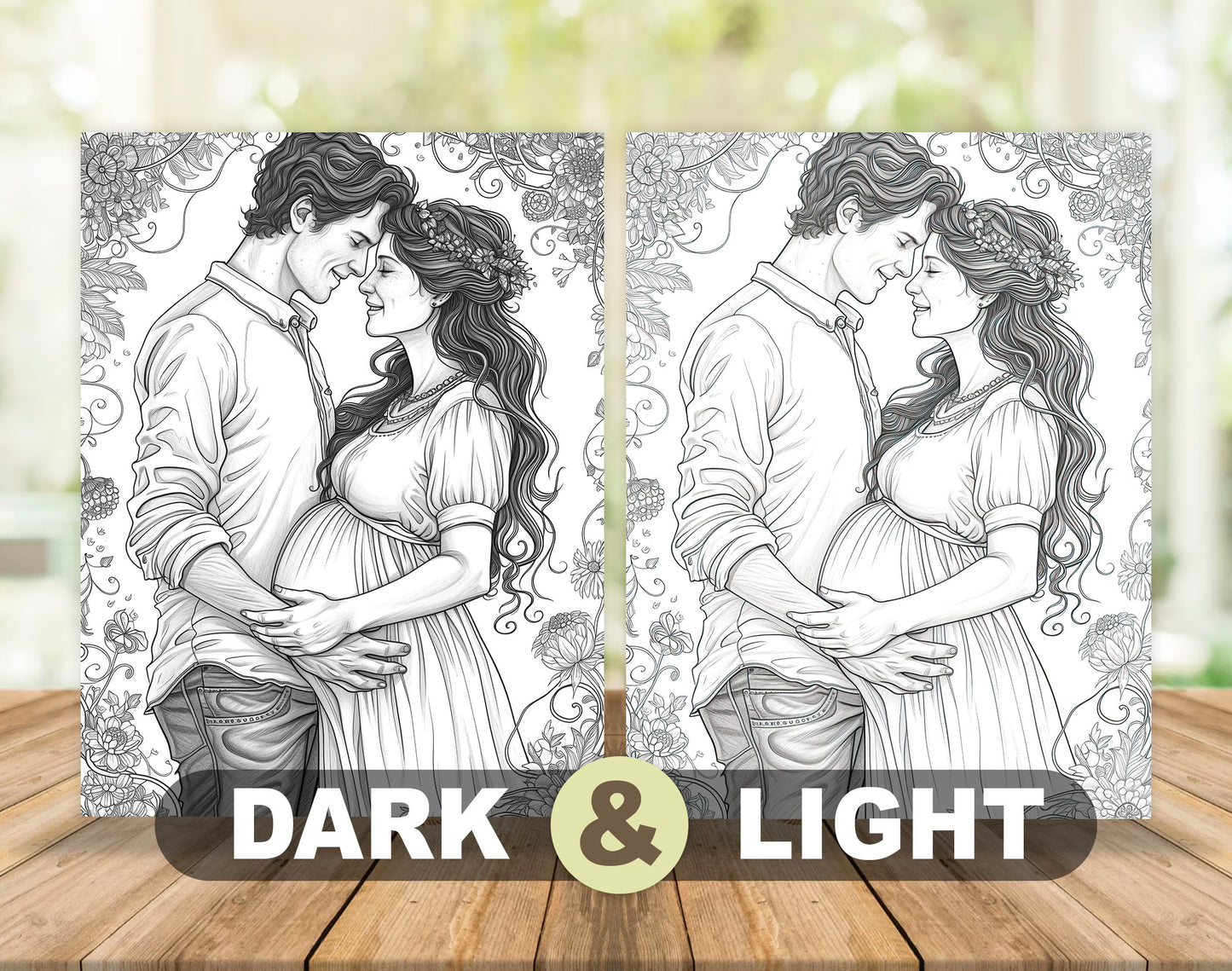 50 Love is ... Grayscale Coloring Pages - Instant Download - Printable PDF Dark/Light