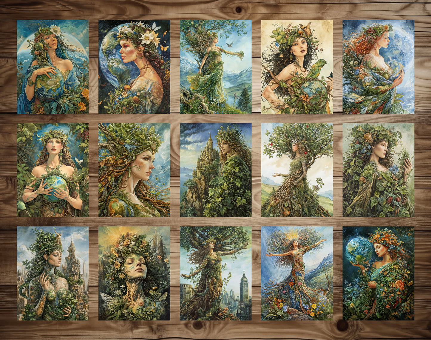 50 Mother Of The Earth Grayscale Coloring Pages - Instant Download - Printable PDF Dark/Light