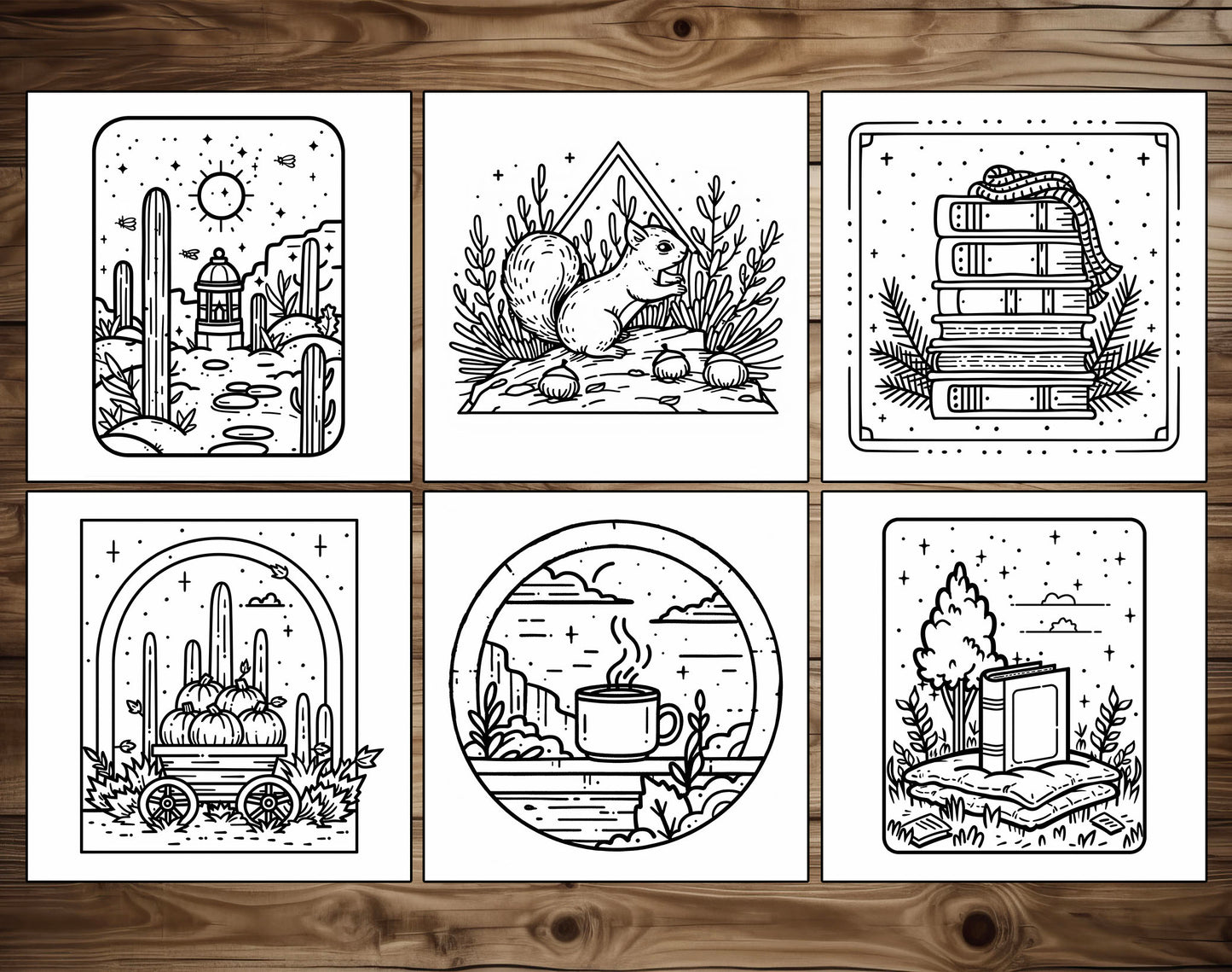 55 Autumn Simple Art Bold and Easy Coloring Pages - Instant Download - Printable PDF