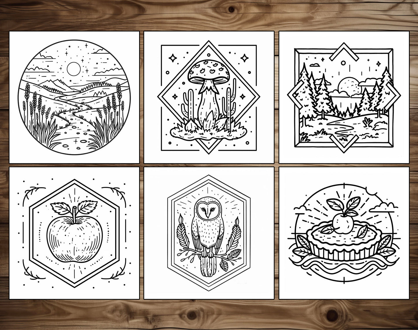 55 Autumn Simple Art Bold and Easy Coloring Pages - Instant Download - Printable PDF