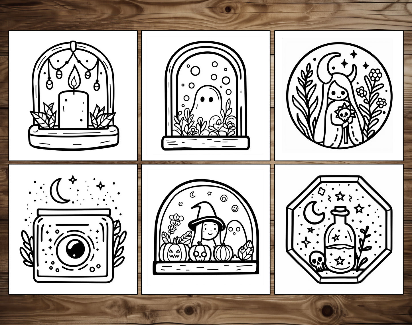 50 Halloween Simple Art Bold and Easy Coloring Pages - Instant Download - Printable PDF