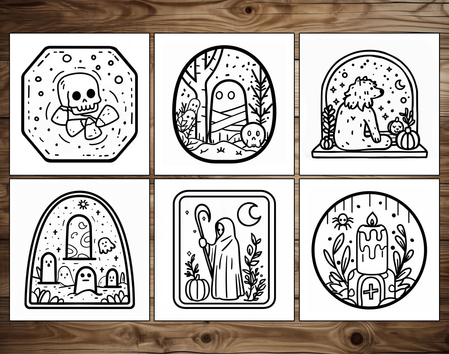 50 Halloween Simple Art Bold and Easy Coloring Pages - Instant Download - Printable PDF