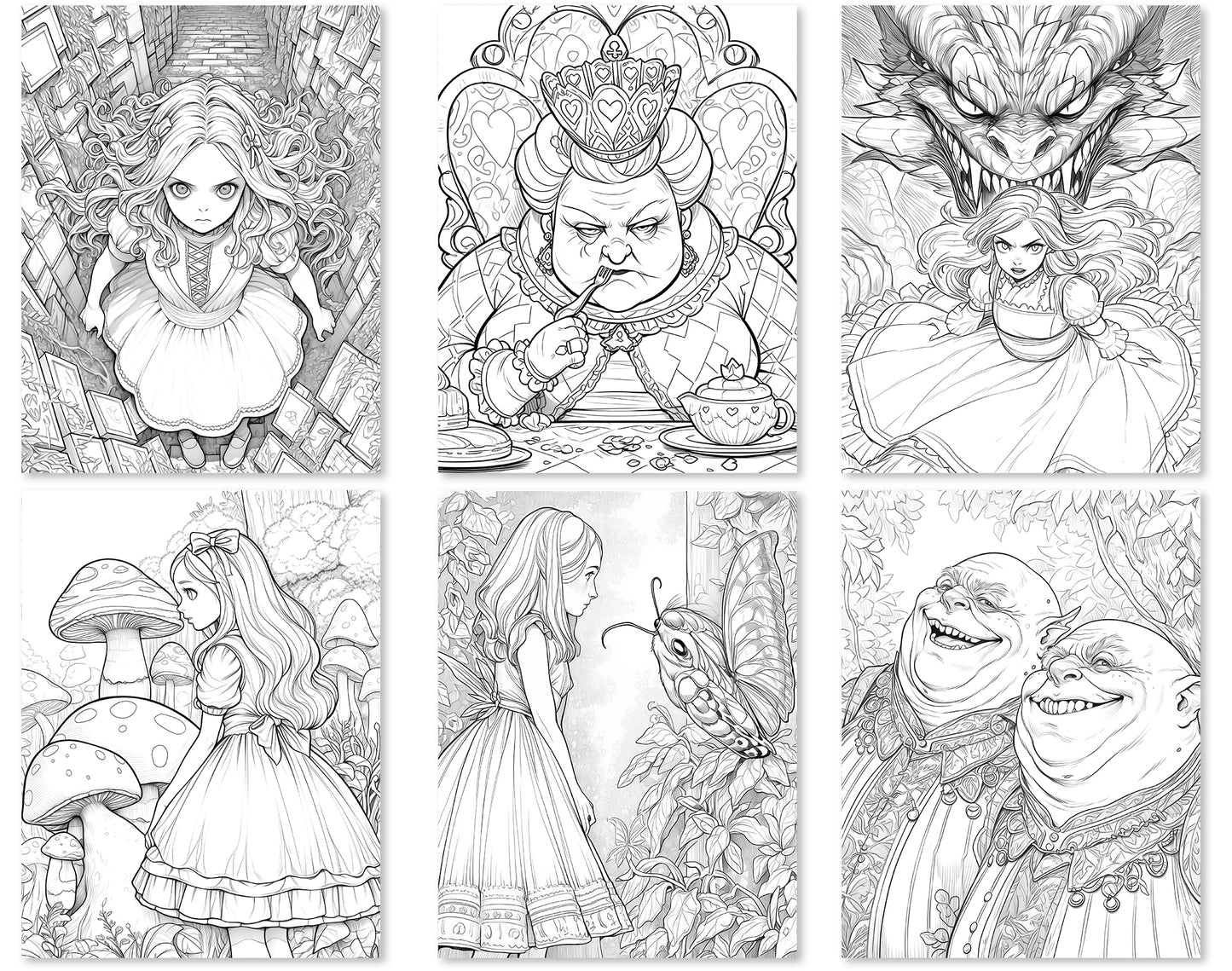 60 Alice in Wonderland Coloring Pages - Instant Download - Printable PDF
