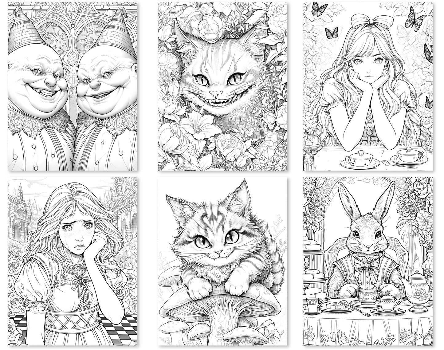 60 Alice in Wonderland Coloring Pages - Instant Download - Printable