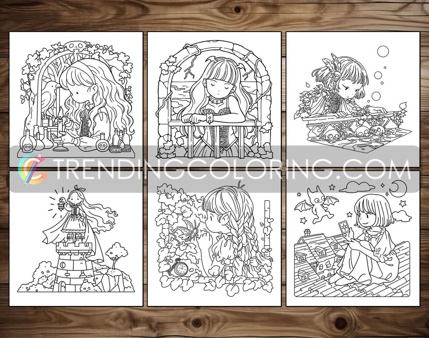 60 Gothic Girl Moments Cute & Spooky Coloring Pages - PDF Download – preview 10