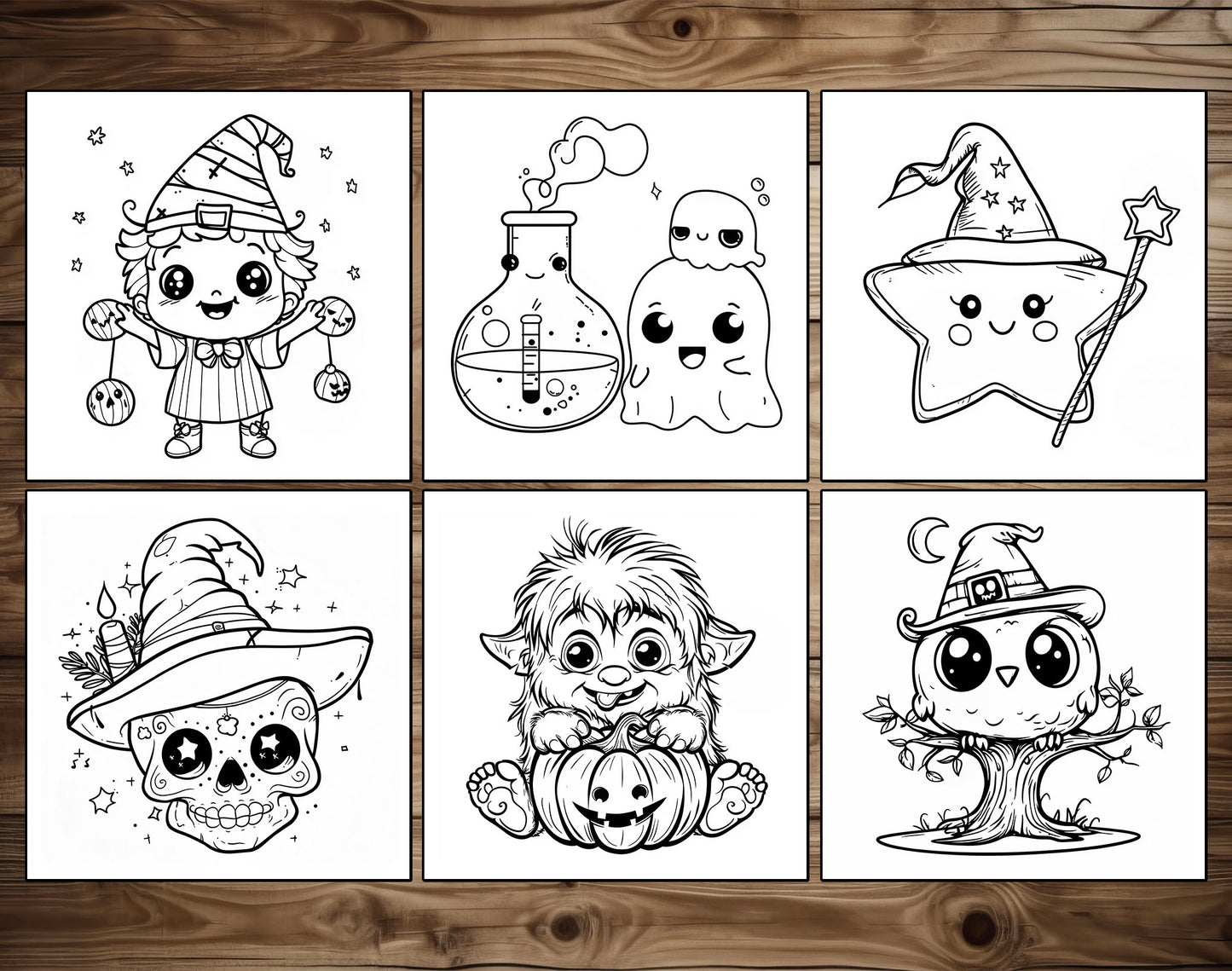 65 Cozy Halloween Simple Coloring Pages - Instant Download - Printable PDF