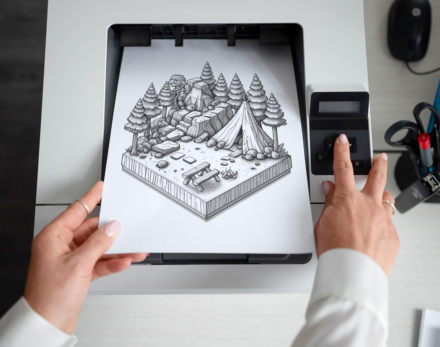 70 Diverse 3D Object Grayscale Coloring Pages - Instant Download - Printable PDF Dark/Light