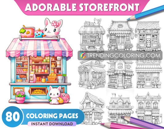 80 Charming Storefront Grayscale Coloring Pages