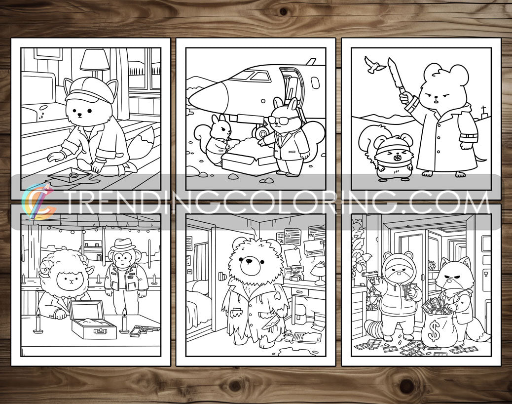30 Cozy Crime Scenes 2 Cute and Simple Coloring Pages - PDF Download