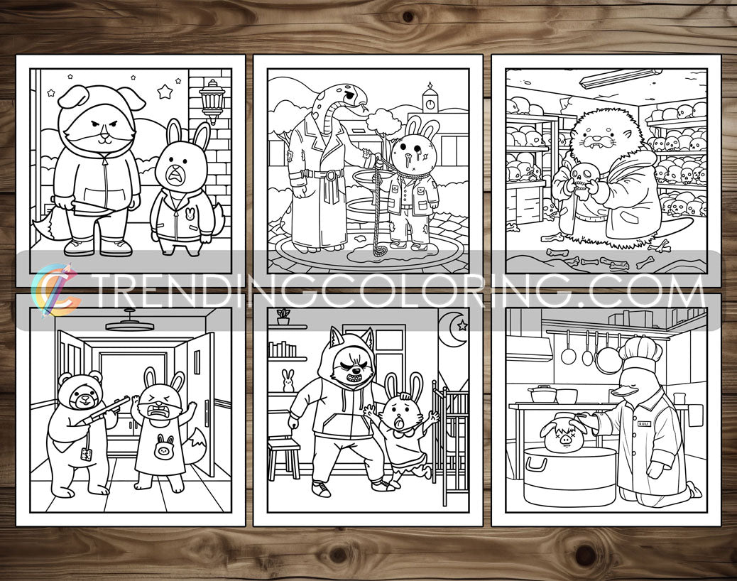 30 Cozy Crime Scenes 1 Cute and Simple Coloring Pages - PDF Download