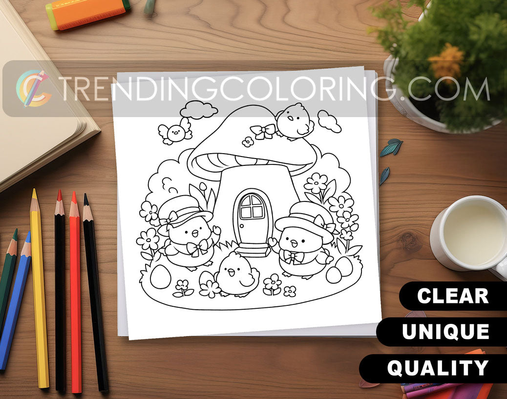 30 Cozy Easter Cute and Simple Coloring Pages - PDF Download