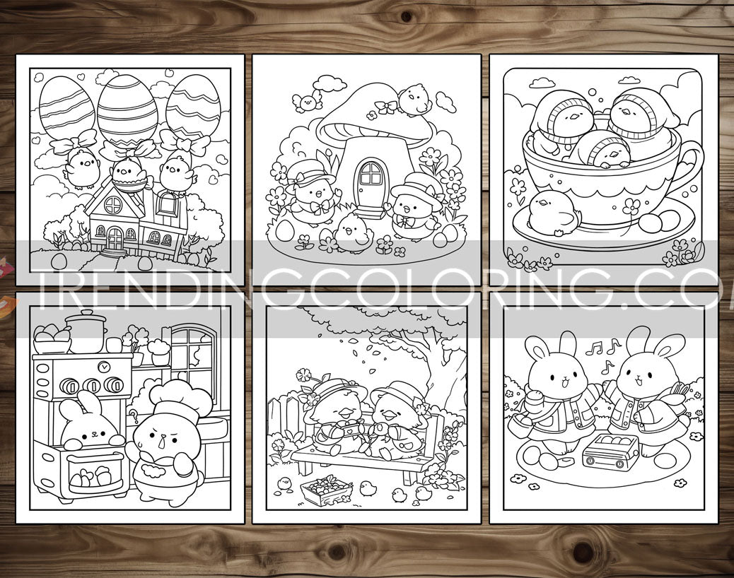 30 Cozy Easter Cute and Simple Coloring Pages - PDF Download