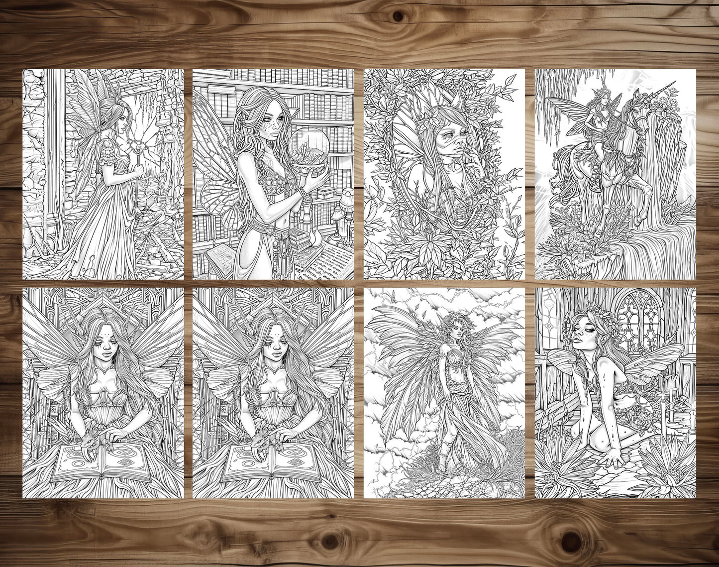 60 Dark Fairies 2 Coloring Pages  - Instant Download - Printable PDF