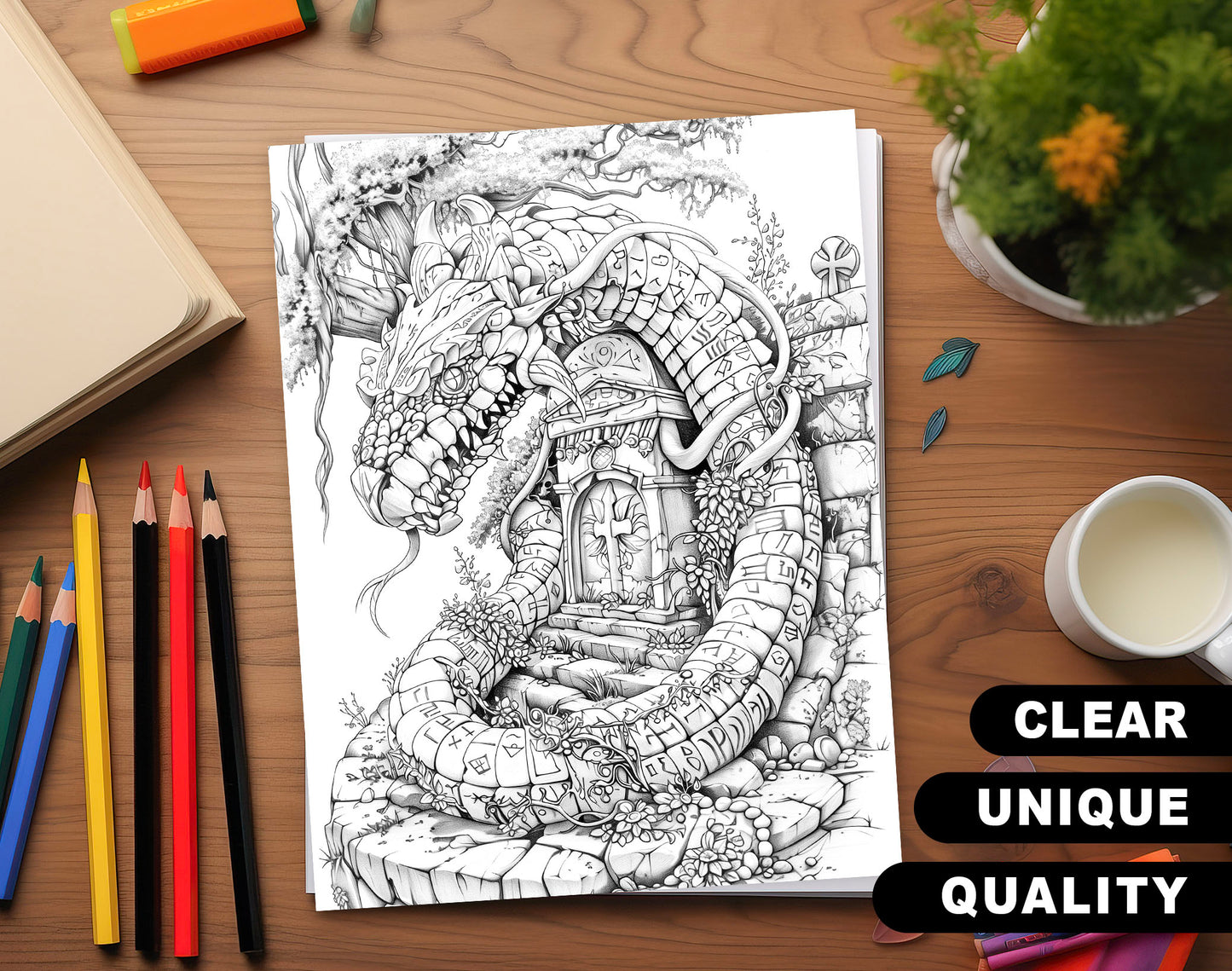 80 Gothic Wonderland Coloring Pages - Instant Download - Printable PDF