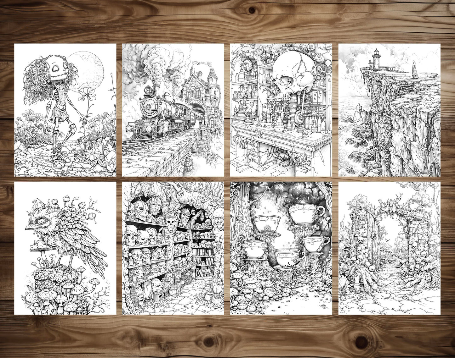 80 Gothic Wonderland Coloring Pages - Instant Download - Printable PDF