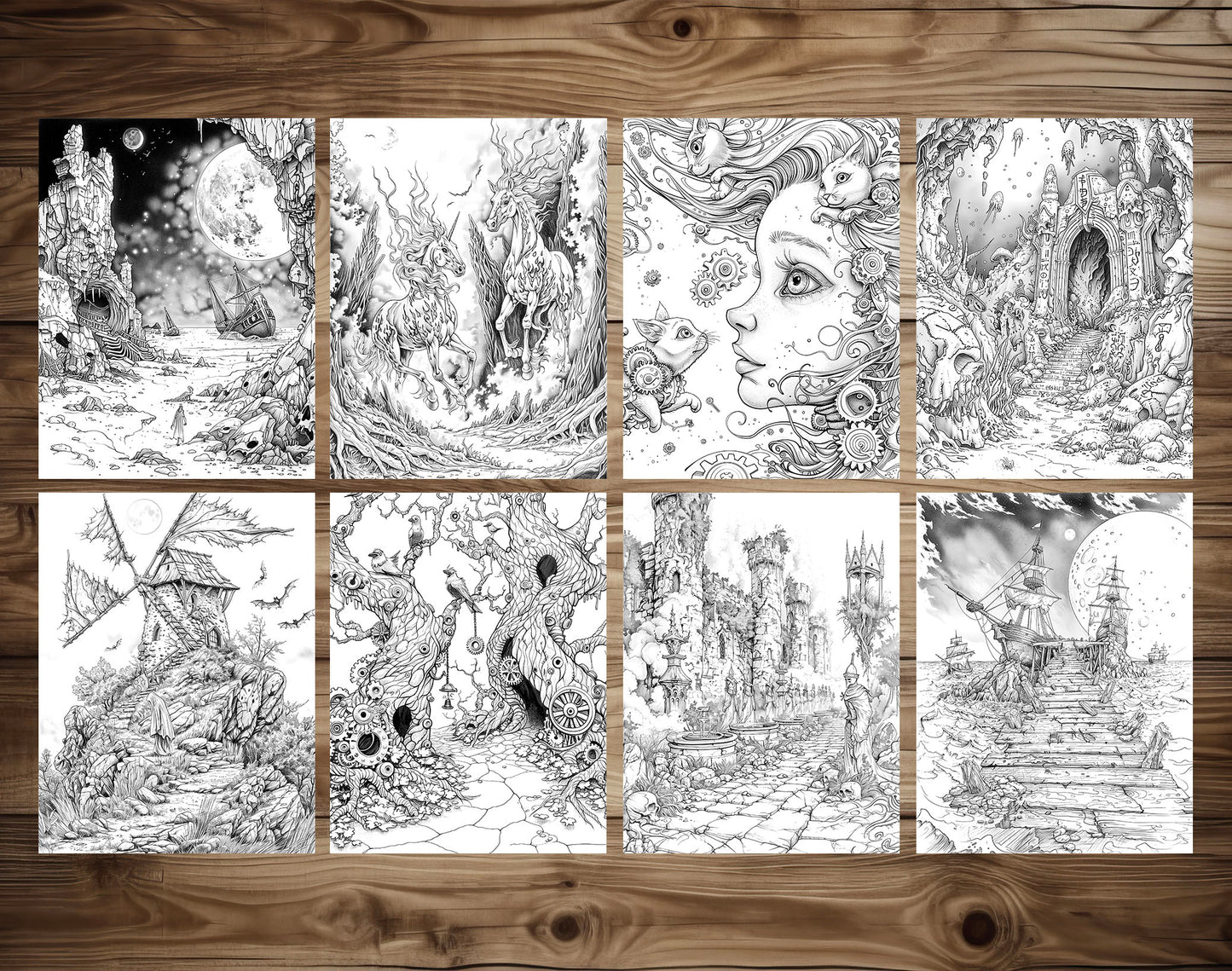 80 Gothic Wonderland Coloring Pages - Instant Download - Printable PDF