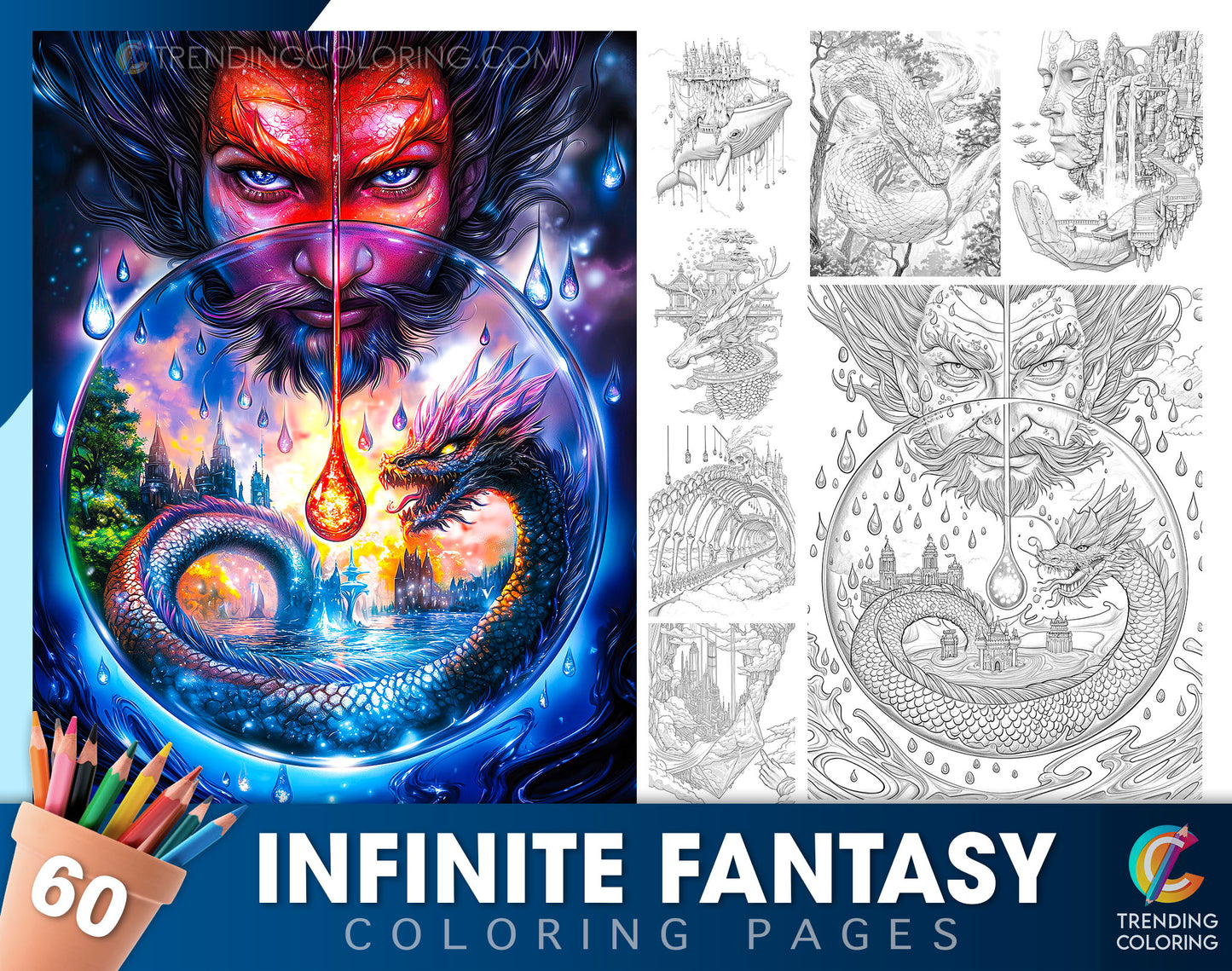 60 Infinite Fantasy Coloring Pages - PDF Download